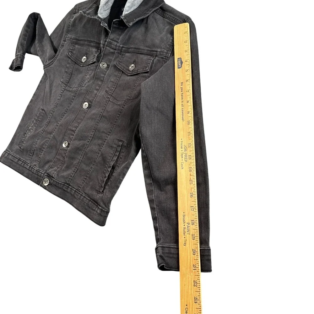 The Childrens‎ Place Denim Hooded Jacket Boys XL 14 Black Grey Trucker